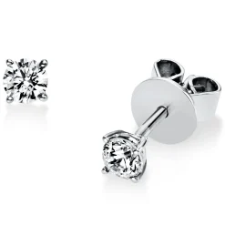 Solitaire Ohrstecker aus 750 Weißgold 2 Brillanten 0,3ct TW-SI Ø3,3mm 4er-Krappe