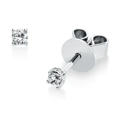 Solitaire Ohrstecker aus 585 Weißgold 2 Brillanten 0,1ct TW-SI Ø2,3mm 4er-Krappe