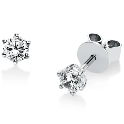 Solitaire Ohrstecker aus 585 Weißgold 2 Brillanten 0,4ct TW-SI Ø4,6mm 6er-Krappe