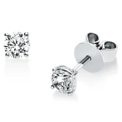 Solitaire Ohrstecker aus 750 Weißgold 2 Brillanten 0,5ct TW-SI Ø4,6mm 4er-Krappe
