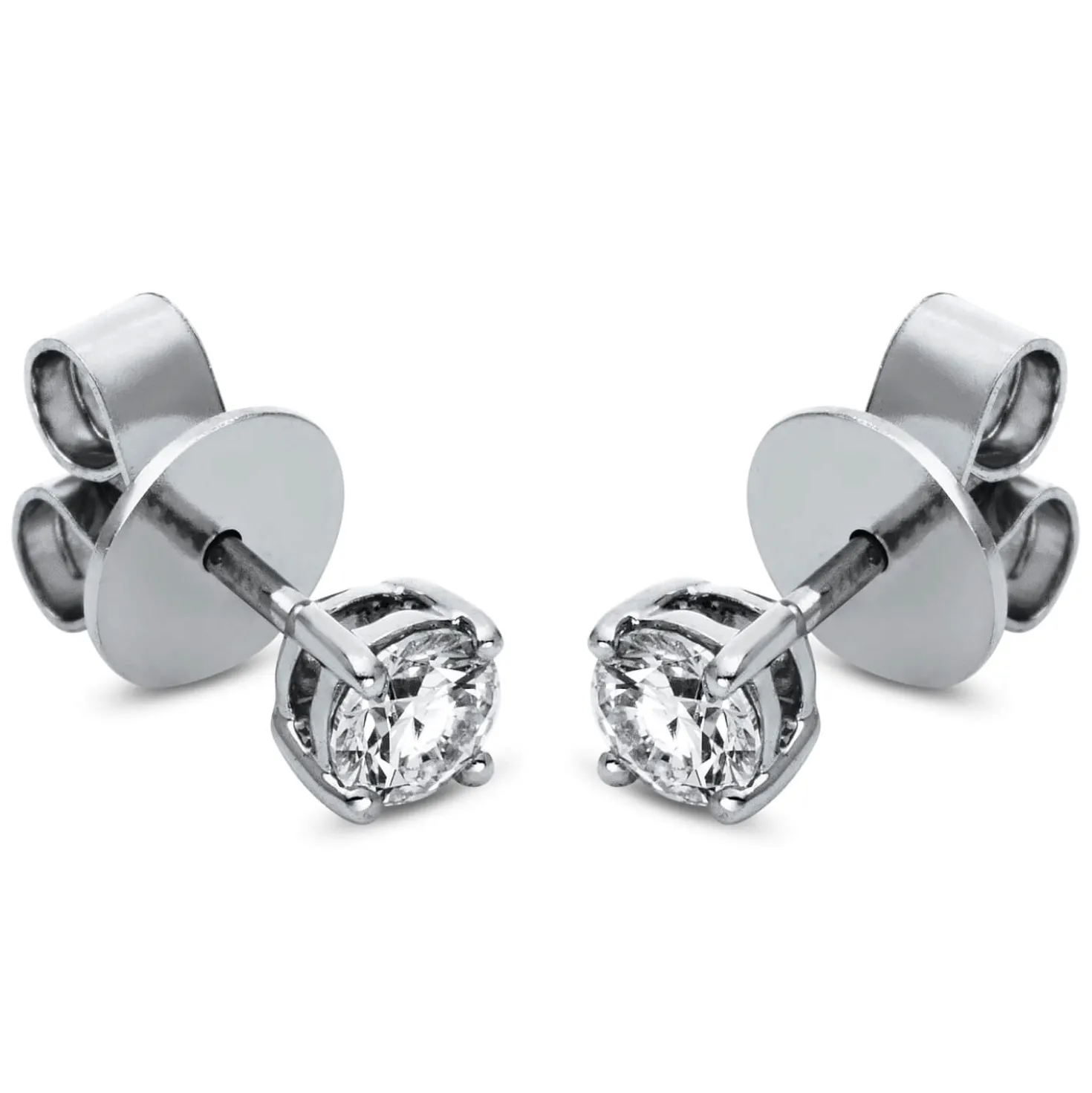 Solitaire Ohrstecker aus 750 Weißgold 2 Brillanten 0,5ct TW-SI Ø4,1mm 4er-Krappe