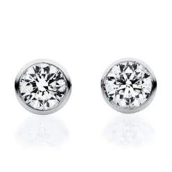 Solitaire Ohrstecker aus 750 Weißgold 2 Brillanten 0,75ct TW-SI Ø5,9mm V-Zarge
