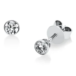 Solitaire Ohrstecker aus 750 Weißgold 2 Brillanten 0,4ct TW-SI Ø4mm Zarge