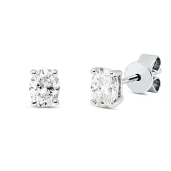 Solitaire Ohrstecker aus 750 Weißgold 2 Diamanten Oval-Schliff 0,56ct TW-VSI/SI