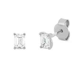 Solitaire Ohrstecker aus 750 Weißgold 2 Diamanten Smaragd-Schliff 0,6ct TW-VSI