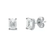 Solitaire Ohrstecker aus 750 Weißgold 2 Diamanten Smaragd-Schliff 2ct TW-VSI