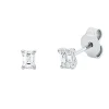 Solitaire Ohrstecker aus 750 Weißgold 2 Diamanten Smaragd-Schliff 0,48ct TW-SI