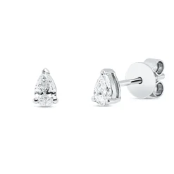 Solitaire Ohrstecker aus 585 Weißgold 2 Diamanten Tropfen-Schliff 0,36ct TW-VSI/SI