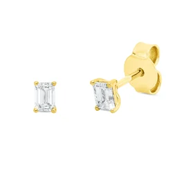 Solitaire Ohrstecker 750 Gelbgold 2 Diamanten Smaragd-Schliff 0,41ct TW-SI 4x2,9mm