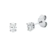 Solitaire Ohrstecker 750 Weißgold 2 Diamanten Oval-Schliff 0,38ct TW-SI 4,2x3mm
