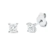 Solitaire Ohrstecker 750 Weißgold 2 Diamanten Prinzess-Schliff 0,47ct TW-SI 4x4mm