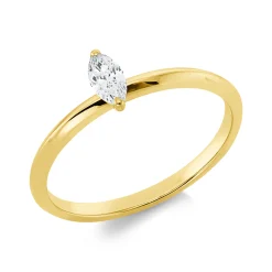Solitaire Ring aus 750 Gelbgold Diamant Navette-Schliff 0,2ct TW-SI B:6,2mm