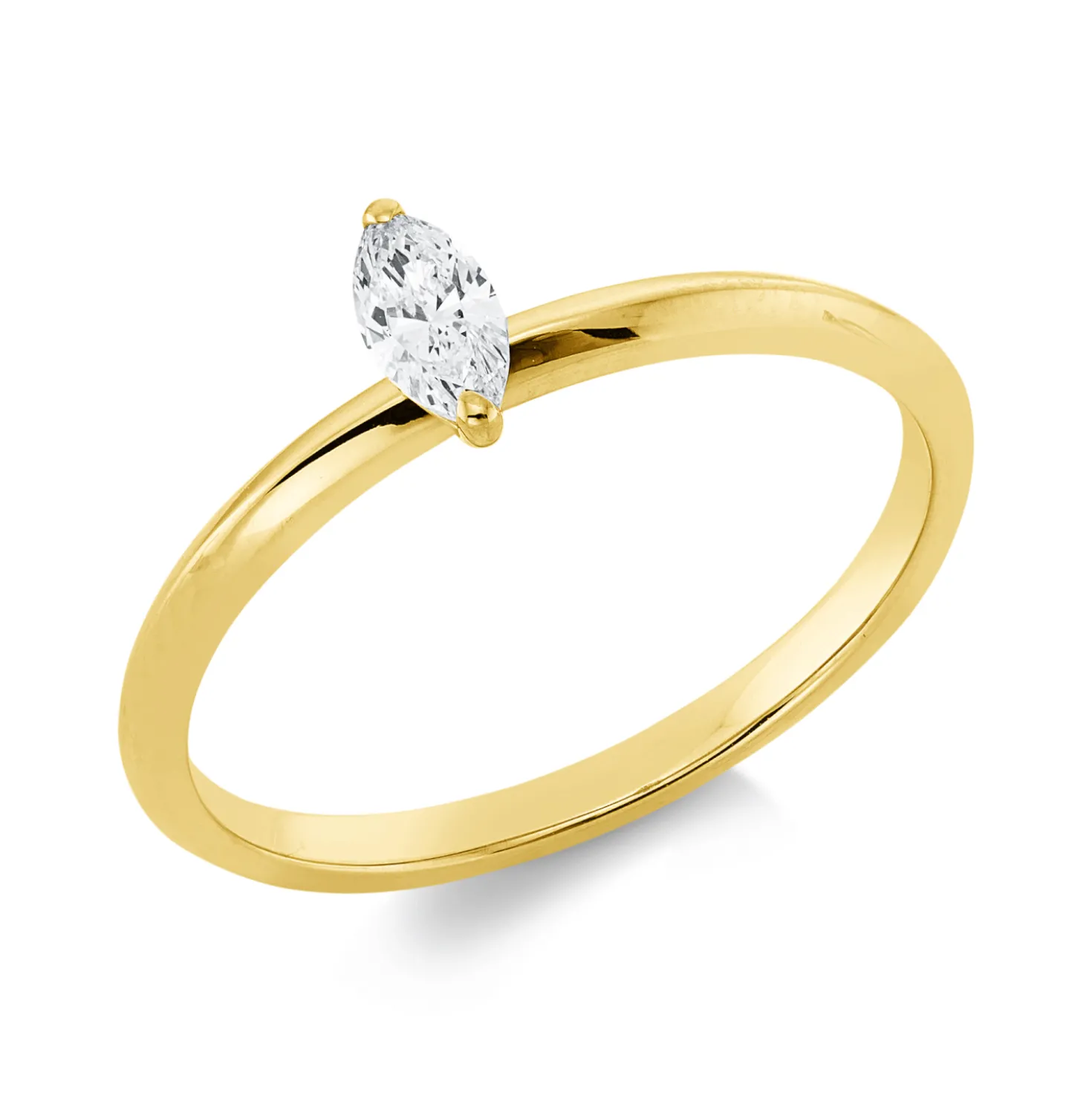 Solitaire Ring aus 750 Gelbgold Diamant Navette-Schliff 0,2ct TW-SI B:6,2mm