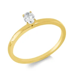 Solitaire Ring aus 750 Gelbgold Diamant Oval-Schliff 0,23ct F-VSI B:4,5mm