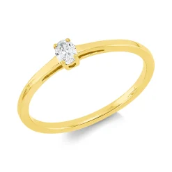 Solitaire Ring aus 750 Gelbgold Diamant Oval-Schliff 0,11ct TW-SI B:3,7mm