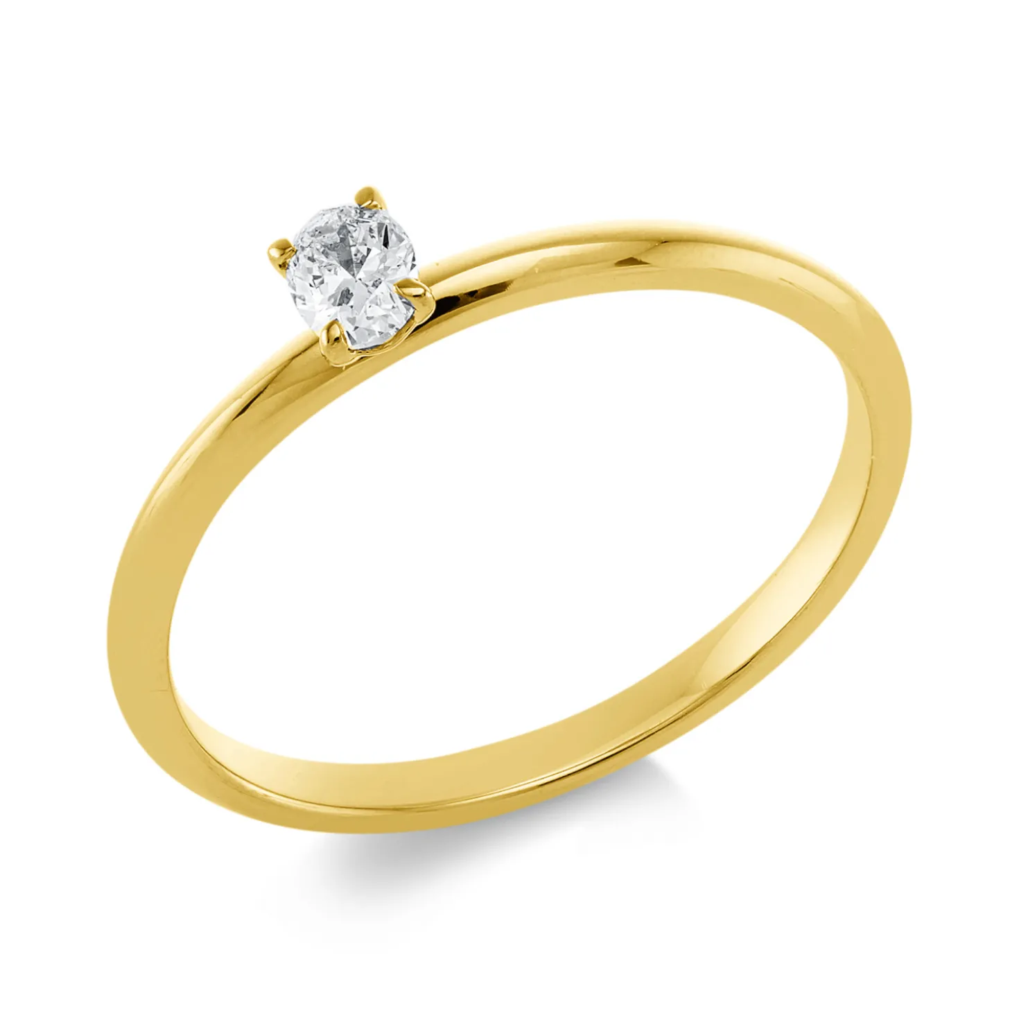 Solitaire Ring aus 750 Gelbgold Diamant Oval-Schliff 0,14ct TW-SI B:4,1mm