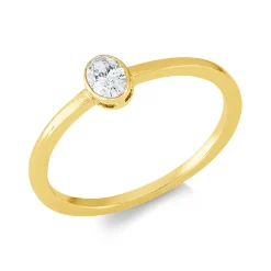 Solitaire Ring aus 750 Gelbgold Diamant Oval-Schliff 0,2ct TW-SI B:5mm Zarge