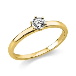 Solitaire Ring aus 585 Gold Gelbgold Brillant 0,25ct TW-SI B:1,7mm 6er-Krappe