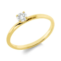 Solitaire Ring aus 750 Gold Gelbgold Brillant 0,2ct TW-SI B:3,9mm 4er-Krappe
