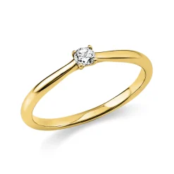Solitaire Ring aus 585 Gold Gelbgold Brillant 0,1ct TW-SI B:1,7mm 4er-Krappe
