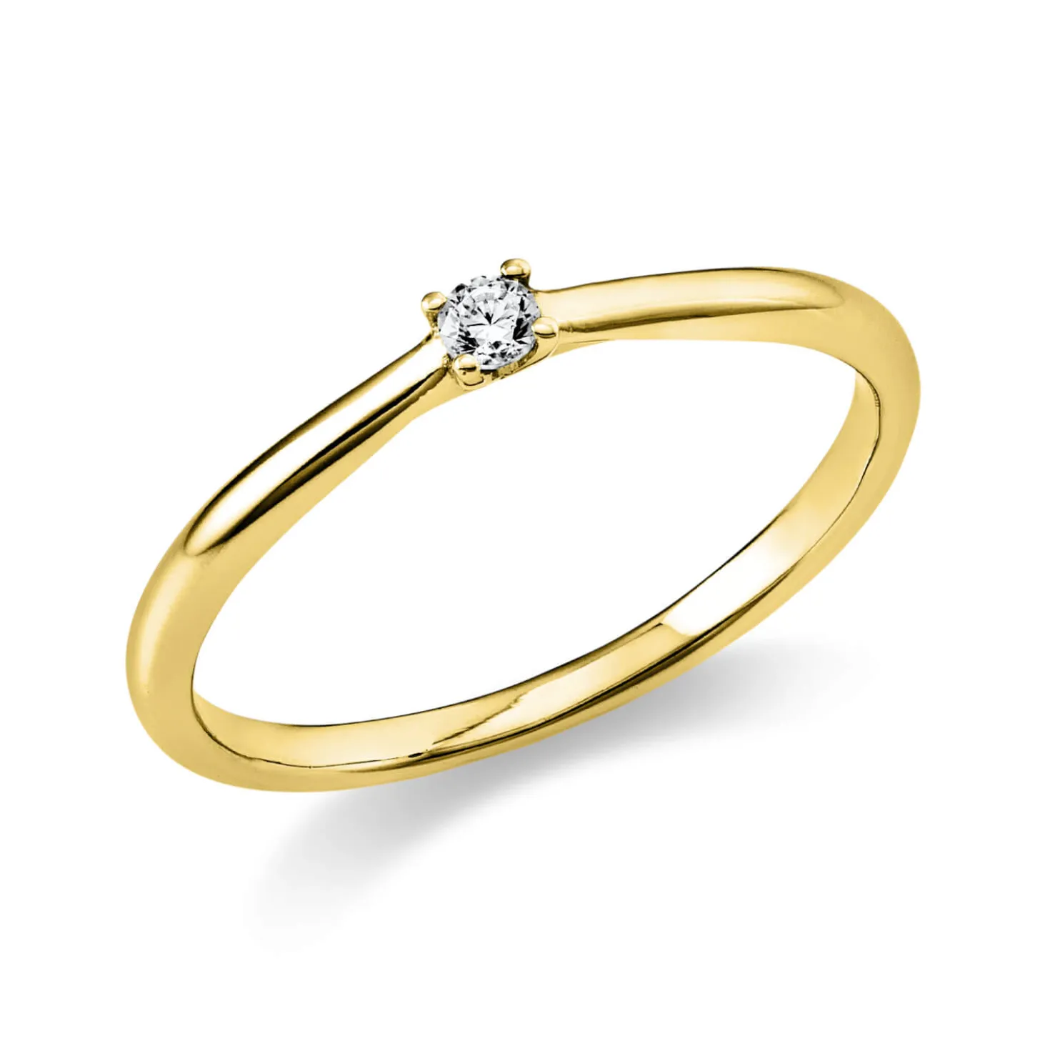 Solitaire Ring aus 585 Gold Gelbgold Brillant 0,05ct TW-SI B:1,7mm 4er-Krappe