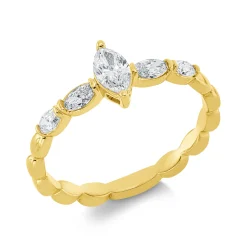 Solitaire Ring aus 750 Gold Gelbgold 5 Diamanten 0,55ct TW-SI B:7,2mm