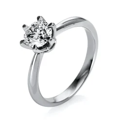 Solitaire Ring aus 750 Gold weiß Brillant 1ct TW-SI B:8,1mm 6er-Krappe