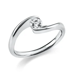 Solitaire Ring aus 585 Gold Weißgold Brillant 0,25ct TW-SI B:6,3mm