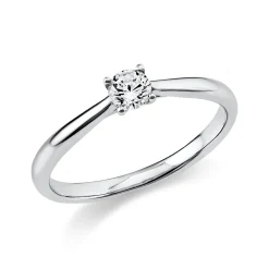 Solitaire Ring aus 750 Gold Weißgold Brillant 0,2ct TW-SI B:2,1mm 4er-Krappe