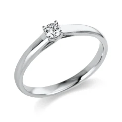 Solitaire Ring aus 750 Gold Weißgold Brillant 0,15ct TW-SI B:2,2mm 4er-Krappe