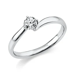 Solitaire Ring aus 750 Gold Weißgold Brillant 0,25ct TW-SI B:2,3mm 4er-Krappe