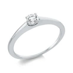 Solitaire Ring aus 750 Gold Weißgold Brillant 0,25ct TW-SI B:3,7mm 4er-Krappe