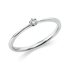 Solitaire Ring aus 750 Gold Weißgold Brillant 0,05ct TW-SI B:1,7mm 6er-Krappe