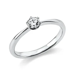 Solitaire Ring aus 750 Gold Weißgold Brillant 0,25ct TW-SI B:2,5mm 6er-Krappe