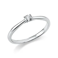 Solitaire Ring aus 750 Gold Weißgold Brillant 0,15ct TW-SI B:1,6mm 4er-Krappe