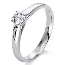 Solitaire Ring aus 585 Gold Weißgold Brillant 0,31ct TW-SI B:2,8mm 4er-Krappe