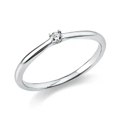 Solitaire Ring aus 750 Gold Weißgold Brillant 0,05ct TW-SI B:1,7mm 4er-Krappe