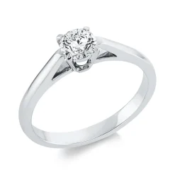 Solitaire Ring aus 750 Gold Weißgold Brillant 0,5ct TW-VSI B:5mm 4er-Krappe