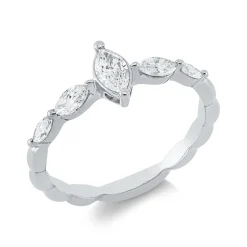 Solitaire Ring aus 750 Gold Weißgold 5 Diamanten 0,55ct TW-SI B:6,6mm