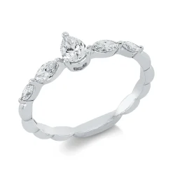 Solitaire Ring aus 750 Gold Weißgold 5 Diamanten 0,51ct TW-SI B:5,8mm