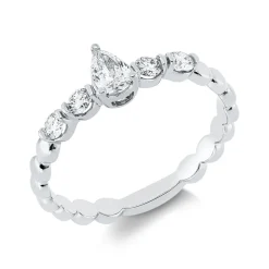 Solitaire Ring aus 750 Gold Weißgold 5 Diamanten 0,43ct TW-SI B:5,8mm