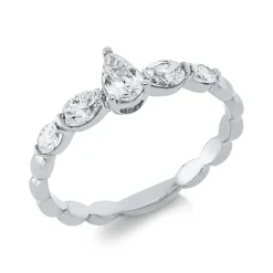 Solitaire Ring aus 750 Gold Weißgold 5 Diamanten 0,66ct TW-SI B:5,8mm