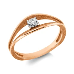Solitaire Ring aus 750 Gold weiß/rot Brillant 0,04ct TW-SI B:6,5mm