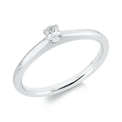 Solitaire Ring aus 750 Weißgold Diamant Oval-Schliff 0,11ct TW-SI B:3,7mm