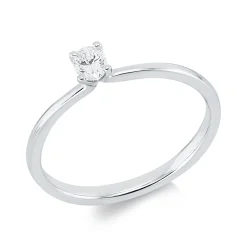 Solitaire Ring aus 750 Weißgold Diamant Oval-Schliff 0,18ct TW-SI B:3,9mm
