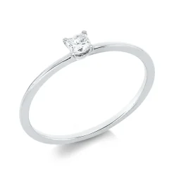 Solitaire Ring aus 750 Weißgold Diamant Prinzess-Schliff 0,15ct TW-SI B:3,1mm