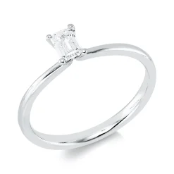 Solitaire Ring aus 750 Weißgold Diamant Smaragd-Schliff 0,26ct TW-SI B:5,2mm