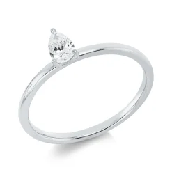Solitaire Ring aus 750 Weißgold Diamant Tropfen-Schliff 0,26ct TW-SI B:5,9mm