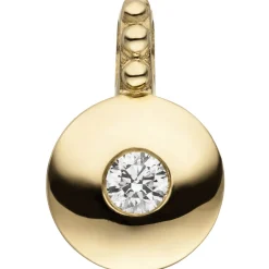 Solitär Anhänger mit Brillant 0,12 Ct W/SI 585 Gold Gelbgold Ø 8,7mm schlicht