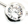 Solitär Anhänger mit Zirkonia weiß rund 925 Silber Halsschmuck für Damen